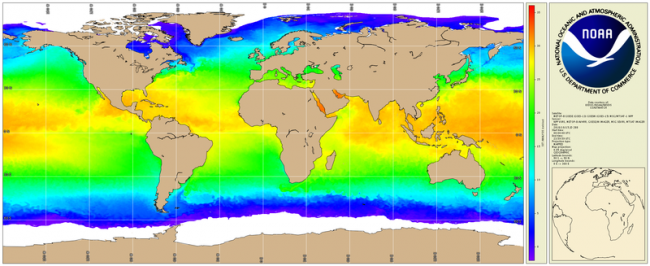 Plot of global Sea surface temperature data