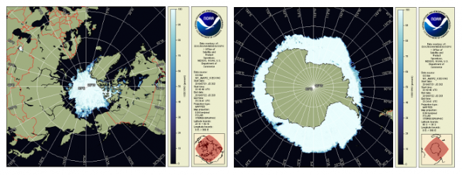Polar Stereographic map projection of Sea Ice concentration of the Arctic ocean and Antarctica