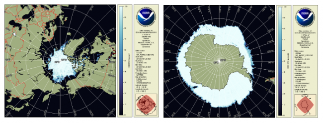 Mastering Cartopy Earth Features  Polar Stereographic Projections with LandOcean Masks in Python - AMSR2 - Sea Ice Concentration | NOAA CoastWatch