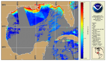 Map of Diffuse Attenuation Coefficient over the Gulf of America