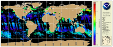 Global Map projection displaying chlorophyll-a concentration