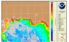 Map projection displaying brevis bacteria concentrations over the Gulf of America